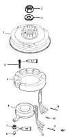 Маховик и статор (ручной) 2-Х ТАКТНОГО ПЛМ MERCURY 60 Серийный номер от 0G590000 до 0G760299