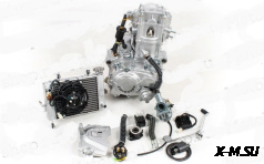 Двигатель 250см3 169MM CB250 (69x65) Zongshen 2 клапана/водянка, реверс, полный комплект+радиатор